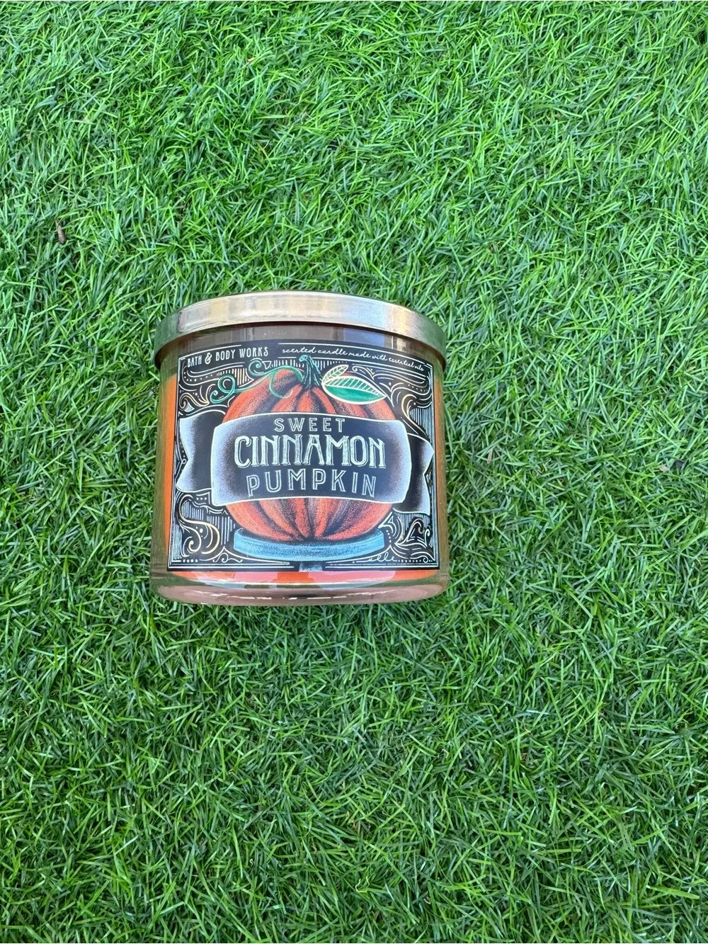 Bath & Body Works Orange & Black Sweet Cinnamon Pumpkin Candle